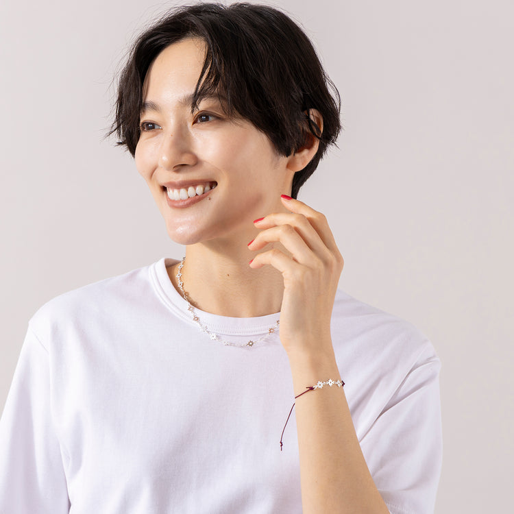 rapiécage | ラピエサージュ　フラワープレートコードブレス