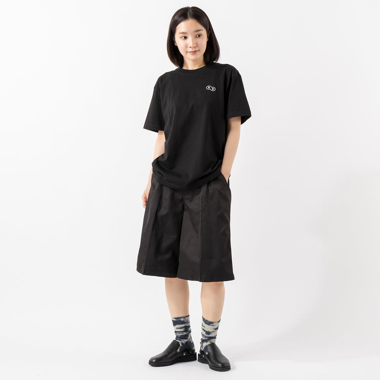 モデル身長163cm(着用サイズM),SPACE SOUVENIRのLIFE Tee|UNIVERSAL OVERALLのグルカショーツ|GLENFIELDのシャークソールビジネスサンダル,https://market.e-begin.jp/products/rid_ssv0472u_lala|https://market.e-begin.jp/products/dre_uni0421q_lala|https://market.e-begin.jp/products/jal_gfd0392q_lala