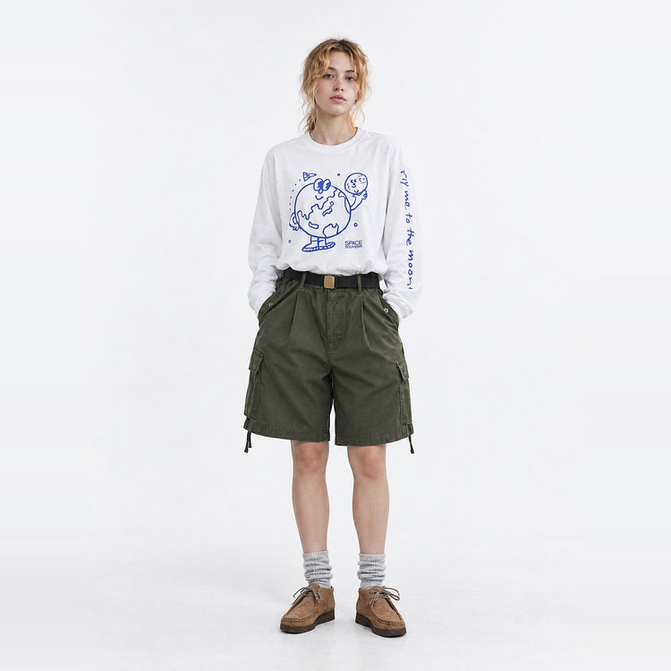 地球くん「友達は月」Long Tee WHITE