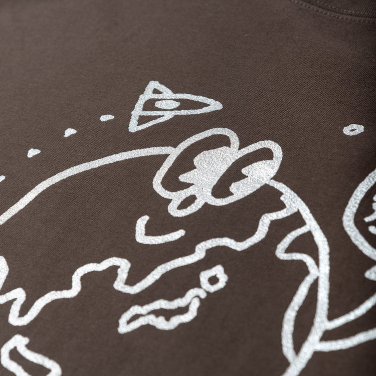 地球くん「友達は月」Long Tee CHARCOAL