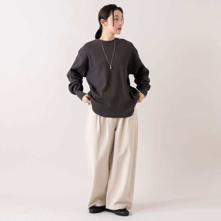 モデル身長 163cm,|HEAVENLYのCotton Linen Canvas Wide Straight Pants|MOONSTARのオールネイビーのコットンスエードLOAFY|314(サンイチヨン)のスライドパールネックレス,https://market.e-begin.jp/products/dlt_hvr0017u_lala|https://market.e-begin.jp/products/mns_mns0147p_lala|https://market.e-begin.jp/products/siy_siy0008u_lala