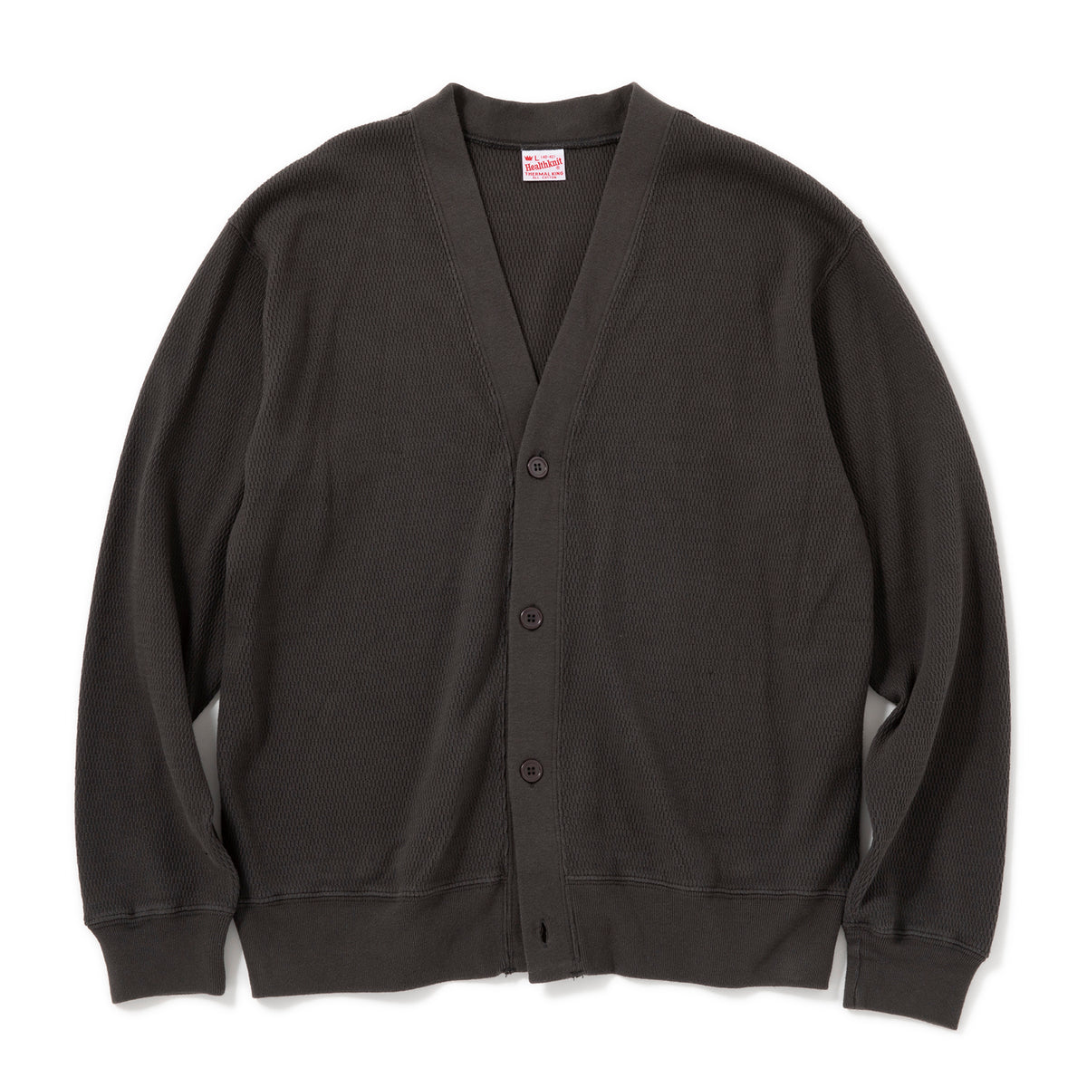 Healthknit」 カーディガン MEDIUM チャコールグレー メンズ 