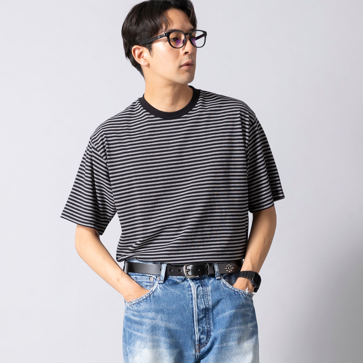 Healthknit | ヘルスニット クラシックボーダー クルーネック半袖Tシャツ