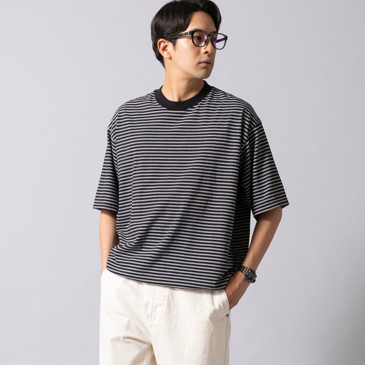 Healthknit | ヘルスニット クラシックボーダー ワイドクルーネック 