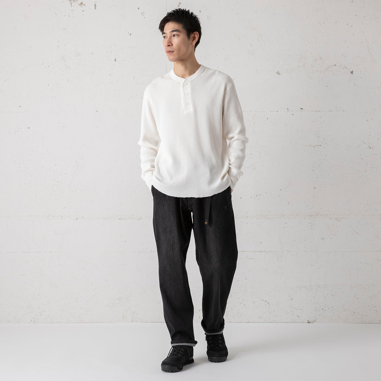 Healthknit | ヘルスニット サーマルキングワッフル ヘンリーネック長袖