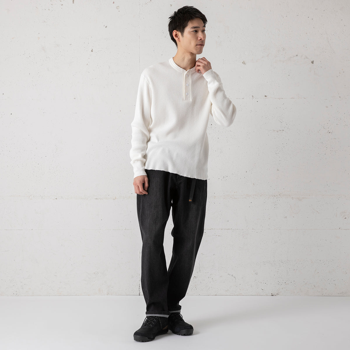 Healthknit | ヘルスニット サーマルキングワッフル ヘンリーネック長袖