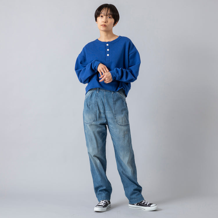 モデル身長163cm,グランマ ママ ドーターのDENIM SIDE ZIP PANTS ,https://market.e-begin.jp/products/tea_gmd0556k_lala
