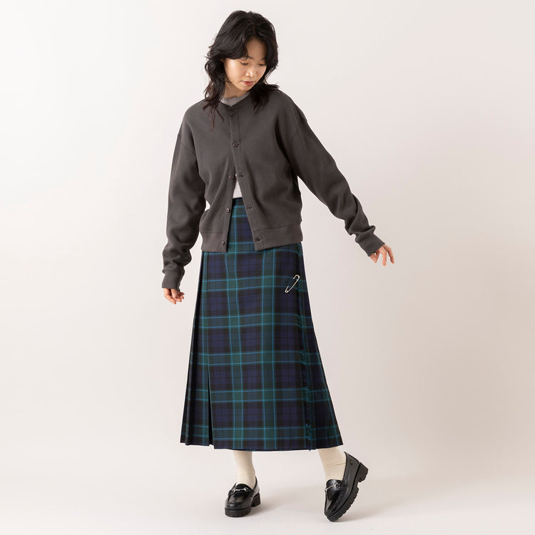 モデル身長165cm,Glen Fyneのチェックプリーツラップスカート,https://market.e-begin.jp/products/imx_glf0082r_lala