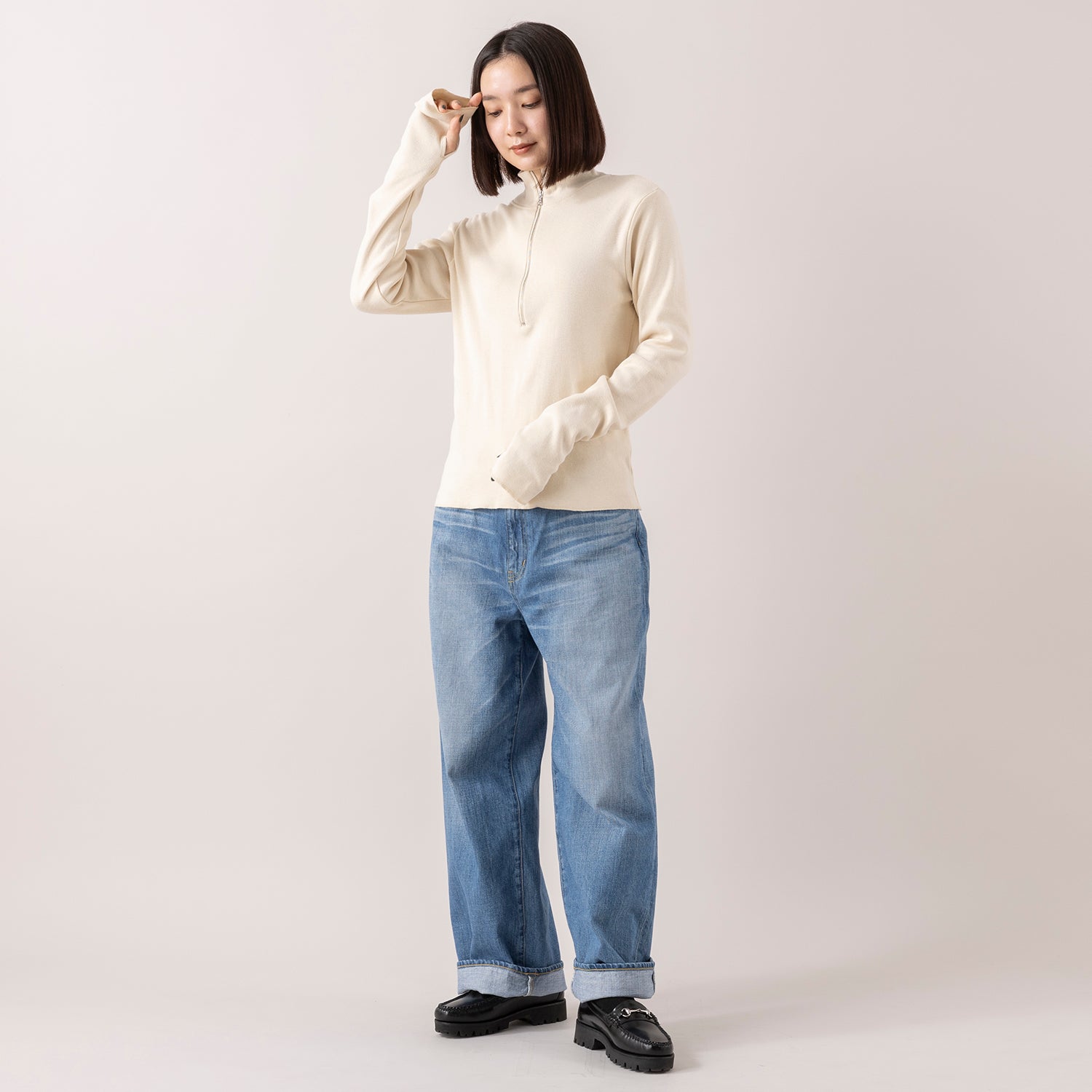 Healthknit ヘルスニット クラシックフライスハーフジップハイネック Healthknit | ヘルスニット クラシックフライス 長袖ハイネックハーフ