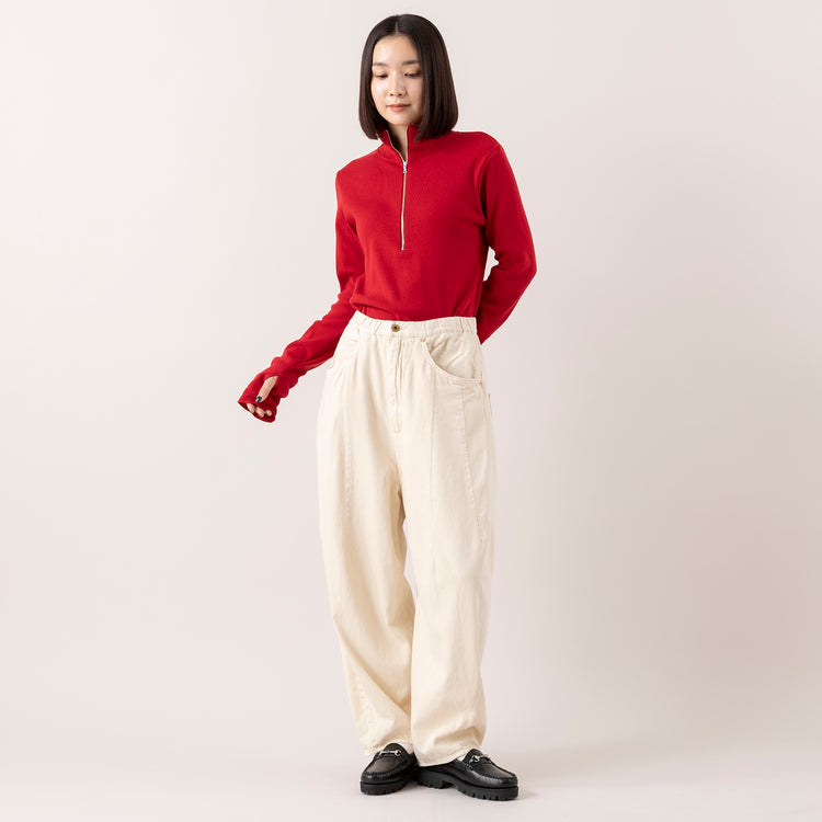 モデル身長163cm,Healthknitのクラシックフライス 長袖ハイネックハーフジップ|RNA-Nのコックさんの5ポケットパンツ,https://market.e-begin.jp/products/she_hea1192s_lala|https://market.e-begin.jp/products/tky_rnn1181s_lala