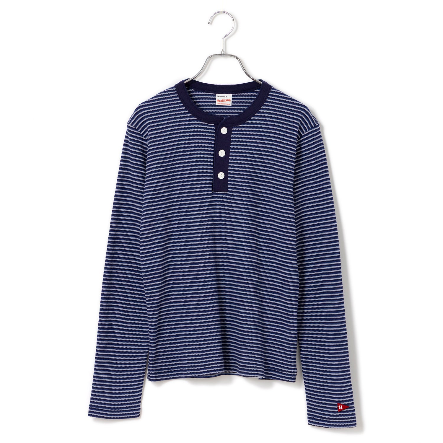 Healthknit | ヘルスニット マルチボーダーワッフル ヘンリーネック長袖