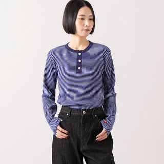 Healthknit | ヘルスニット　マルチボーダーワッフル ヘンリーネック長袖