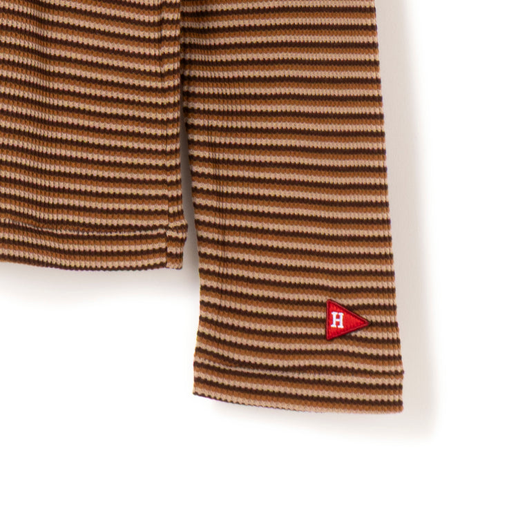 Healthknit | ヘルスニット　マルチボーダーワッフル ヘンリーネック長袖