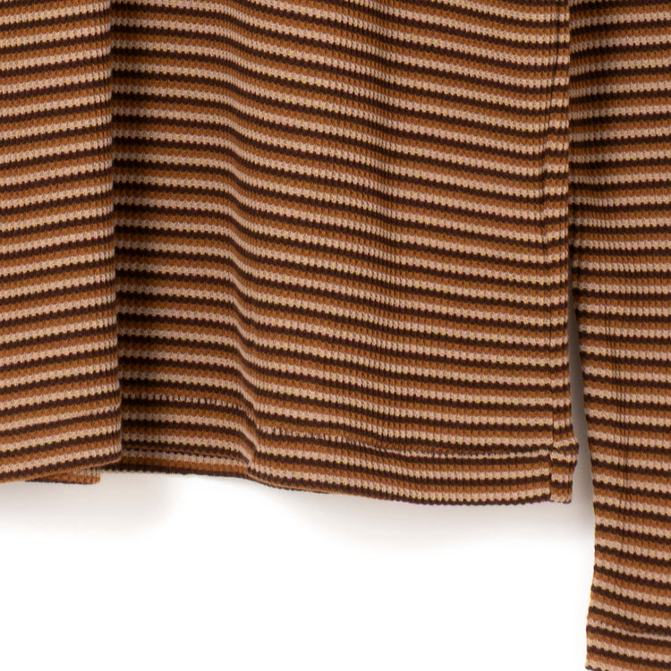 Healthknit | ヘルスニット　マルチボーダーワッフル ヘンリーネック長袖