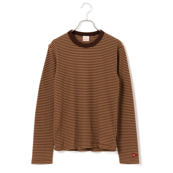 Healthknit | ヘルスニット マルチボーダーワッフル クルーネック長袖