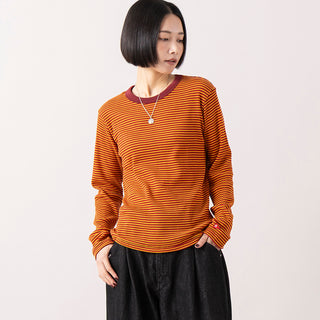 Healthknit | ヘルスニット　マルチボーダーワッフル クルーネック長袖