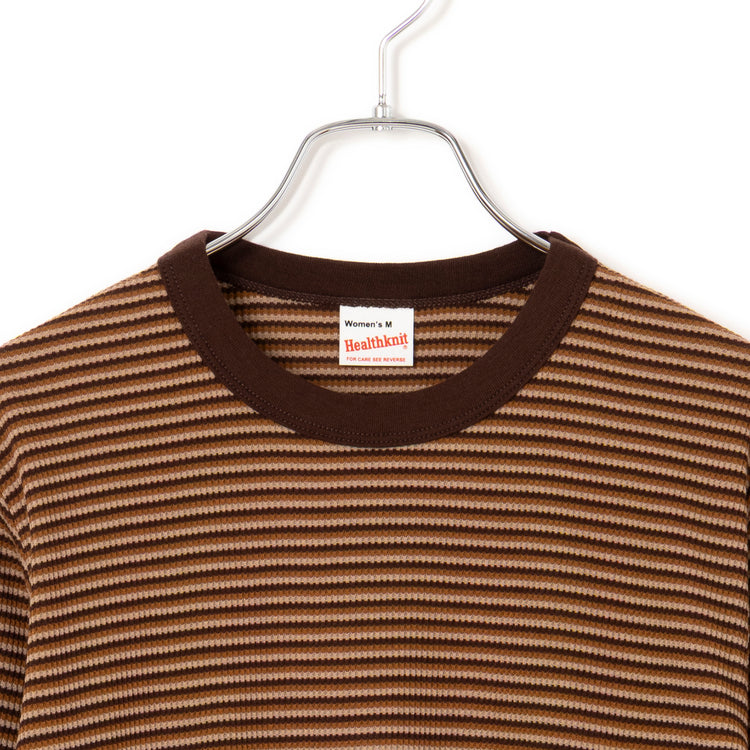 Healthknit | ヘルスニット　マルチボーダーワッフル クルーネック長袖