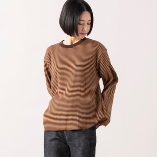 Healthknit | ヘルスニット　マルチボーダーワッフル ヘムラウンド クルーネック長袖