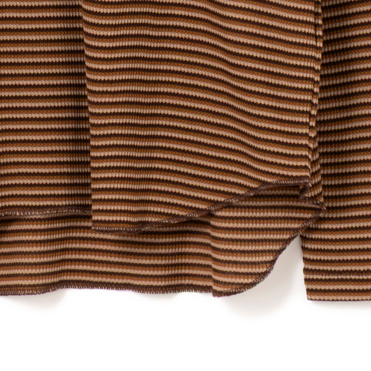 Healthknit | ヘルスニット　マルチボーダーワッフル ヘムラウンド クルーネック長袖