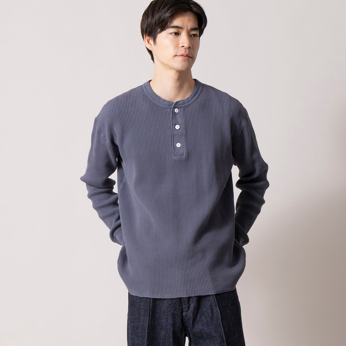 Healthknit | ヘルスニット サーマルキングワッフル 【ピグメント染め 