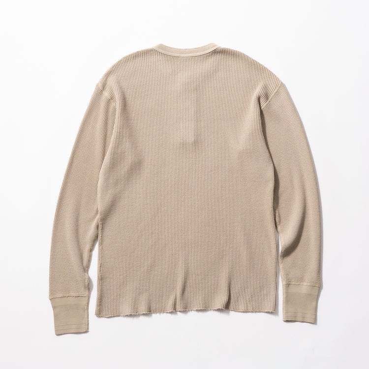 Healthknit | ヘルスニット　サーマルキングワッフル 【ピグメント染め】 ヘンリーネック長袖