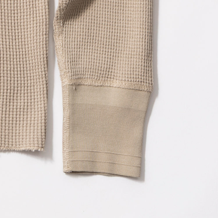 Healthknit | ヘルスニット　サーマルキングワッフル 【ピグメント染め】 ヘンリーネック長袖