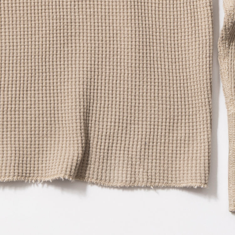 Healthknit | ヘルスニット　サーマルキングワッフル 【ピグメント染め】 ヘンリーネック長袖