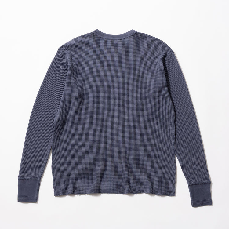 Healthknit | ヘルスニット　サーマルキングワッフル 【ピグメント染め】 クルーネック長袖