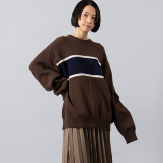 FIDELITY | フィデリティ　LAMB MIX CN PANEL KNIT CREW NECK