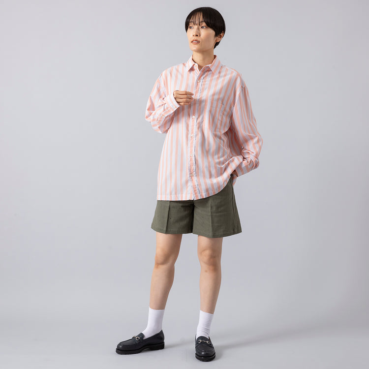 モデル身長163cm,Atelier Mont KemmelのCOTTON LINEN SHORT PANTS|Jalan Sriwijayaのネイビービットローファー VIBRAMソール,https://market.e-begin.jp/products/sta_amk0009r_lala|https://market.e-begin.jp/products/gmt_srw1032p_lala