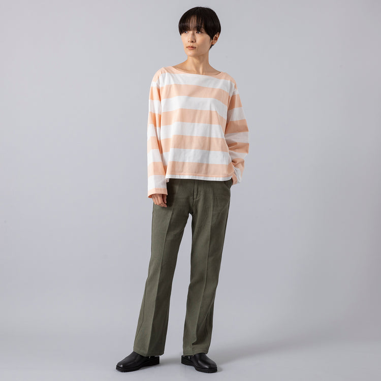 モデル身長163cm,Atelier Mont KemmelのCOTTON LINEN PANTS|GLENFIELDのシャークソールビジネスサンダル,https://market.e-begin.jp/products/sta_amk0008r_lala|https://market.e-begin.jp/products/jal_gfd0392q_lala