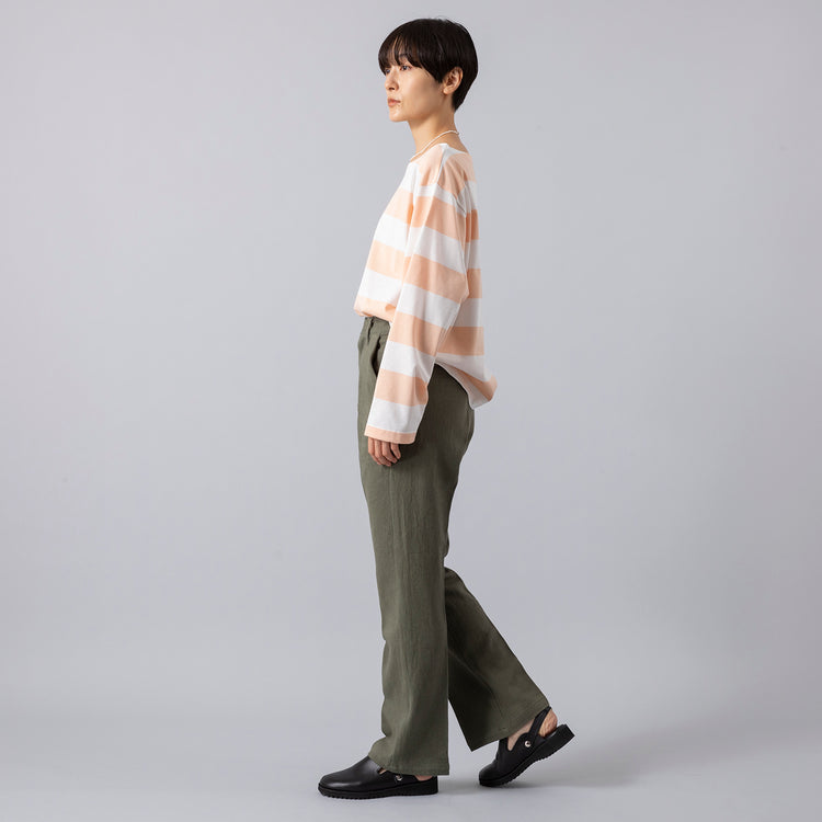 モデル身長163cm,Atelier Mont KemmelのCOTTON LINEN PANTS|GLENFIELDのシャークソールビジネスサンダル|in moodのBABY PEARL -CHOKER,https://market.e-begin.jp/products/sta_amk0008r_lala|https://market.e-begin.jp/products/jal_gfd0392q_lala|https://market.e-begin.jp/products/inm_inm0557o_lala