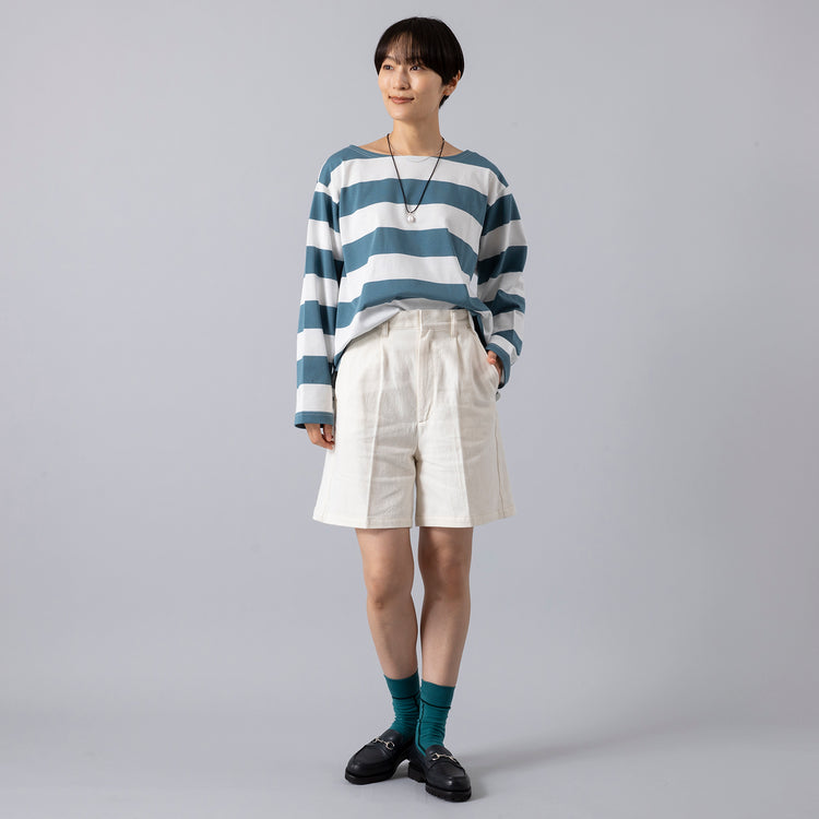 モデル身長163cm,Atelier Mont KemmelのCOTTON LINEN SHORT PANTS|Jalan Sriwijayaのネイビービットローファー VIBRAMソール|CHICSTOCKSのLINE|in moodの2連パール×シルバーネックレス,https://market.e-begin.jp/products/sta_amk0009r_lala|https://market.e-begin.jp/products/gmt_srw1032p_lala|https://market.e-begin.jp/products/nod_chi0203f_lala|https://market.e-begin.jp/products/inm_inm0825p_lala