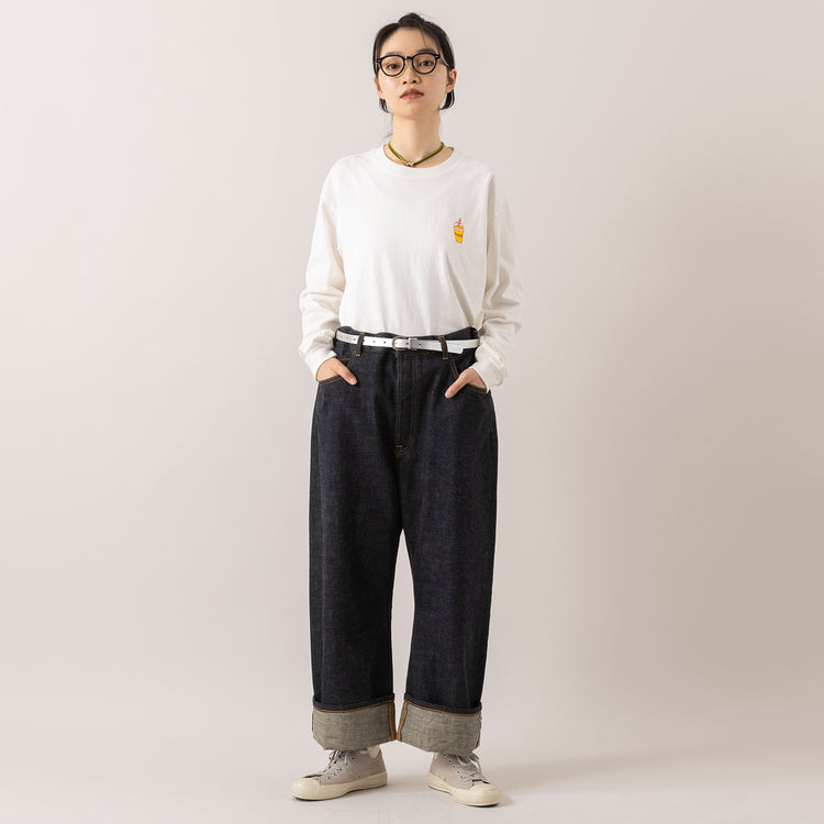 モデル身長165cm,BARNS OUTFITTERSのTUBE LS PT TEES PG|80/40 BY SKEVEの40inch SELVEDGE DENIM（INDIGO）|Moonstarのローバスケットヴィンテージグレー|rapiécageのベロアリボンチョーカーネックレス,https://market.e-begin.jp/products/tka_bof1020s_lala|https://market.e-begin.jp/products/sta_ske0981s_lala|https://market.e-begin.jp/products/mns_mns0286o_lala|https://market.e-begin.jp/products/rdx_rpc1017s_lala