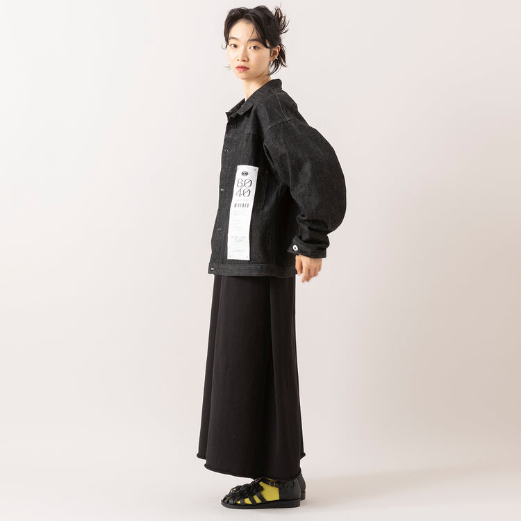 モデル身長165cm,80/40 BY SKEVEの40inch SELVEDGE DENIM JK（BLACK）|RNA-Nのヴィンテージミニ裏毛タックデザインワンピース|DiuのPommier|meri ja kuuのリブ先丸シルクコットンソックス|rapiécageのジグザグパールスライダーネックレス,https://market.e-begin.jp/products/sta_ske0983s_lala|https://market.e-begin.jp/products/tky_rnn1004s_lala|https://market.e-begin.jp/products/cil_diu0800s_lala|https://market.e-begin.jp/products/hpn_mjk1012s_lala|https://market.e-begin.jp/products/rdx_rpc1014s_lala