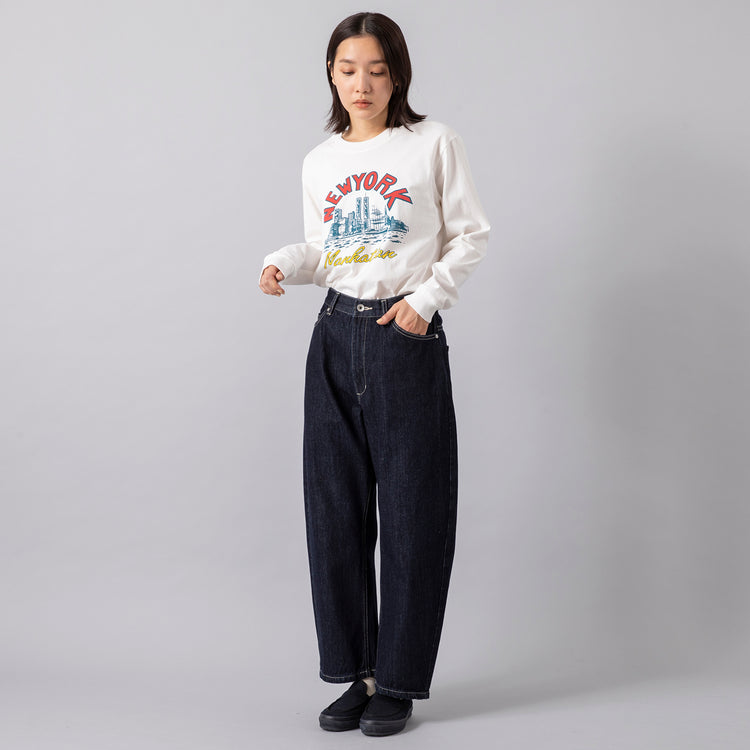 モデル身長163cm(着用サイズ1),BARNS OUTFITTERSのHOT-SHOT LS PT TEE NEW YORK|MOONSTARのLOAFY,https://market.e-begin.jp/products/tka_bof0638r_lala|https://market.e-begin.jp/products/mns_mns0147p_lala