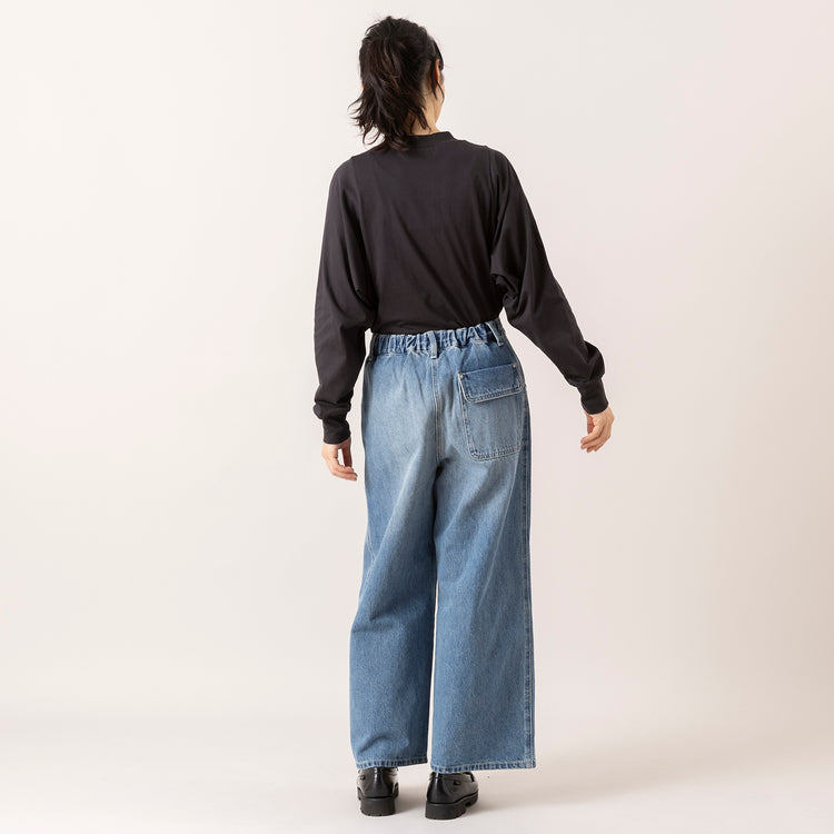 モデル身長165cm,euphoric moodのShoulder Point Tops|VENT BLANC+の12ozデニム ワイドパンツ|meri ja kuuのリブ先丸シルクコットンソックス|rapiécageのジグザグパールスライダーネックレス,https://market.e-begin.jp/products/hpn_eup1007s_lala|https://market.e-begin.jp/products/stl_ven1056s_lala|https://market.e-begin.jp/products/hpn_mjk1012s_lala|https://market.e-begin.jp/products/rdx_rpc1014s_lala