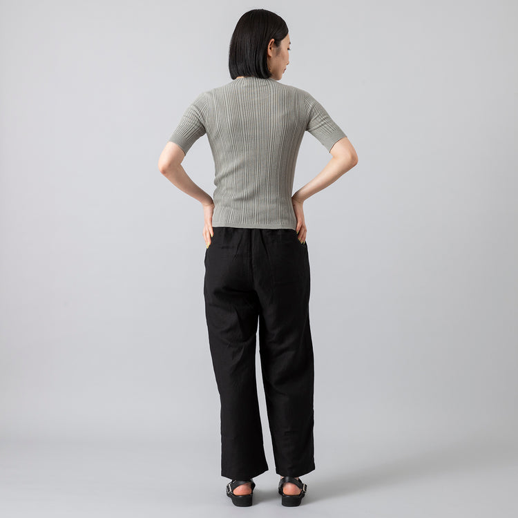 モデル身長168cm,ARCH&LINEのLINEN/RAYON EASY PANTS|GLENFIELDのシャークソールグルカサンダル,https://market.e-begin.jp/products/ach_ach0191q_lala|https://market.e-begin.jp/products/jal_gfd0391q_lala