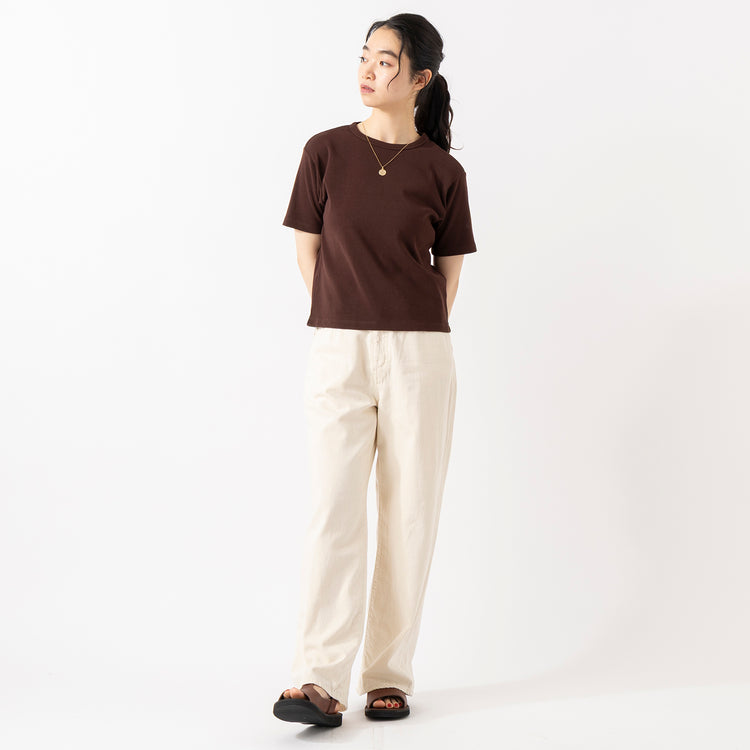 モデル身長165cm,RNA-NのコットンフライスT|Organic handloomのHOHEN,https://market.e-begin.jp/products/tky_rnn0423u_lala|https://market.e-begin.jp/products/sed_ogh0415u_lala
