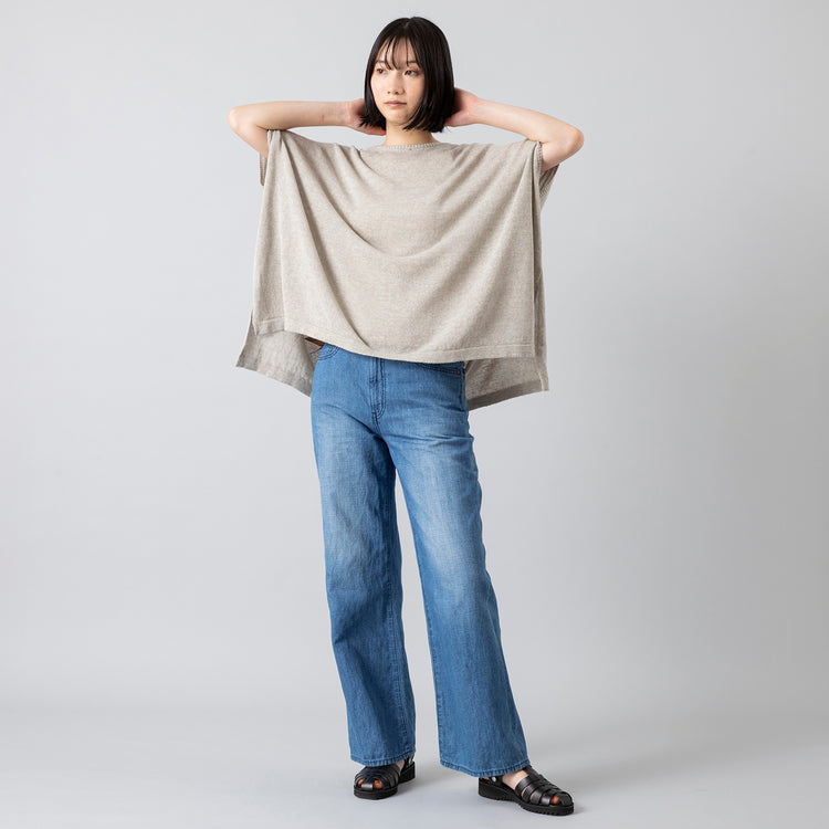 着用サイズ1 (モデル身長168cm),HeavenlyのCotton Linen Knit Wide PO|GLENFIELDのシャークソールグルカサンダル,https://market.e-begin.jp/products/dlt_hvr0719q_lala|https://market.e-begin.jp/products/jal_gfd0391q_lala