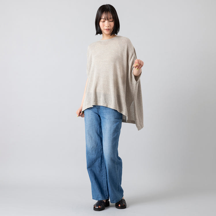 着用サイズ1 (モデル身長168cm),HeavenlyのCotton Linen Knit Wide PO|GLENFIELDのシャークソールグルカサンダル,https://market.e-begin.jp/products/dlt_hvr0719q_lala|https://market.e-begin.jp/products/jal_gfd0391q_lala