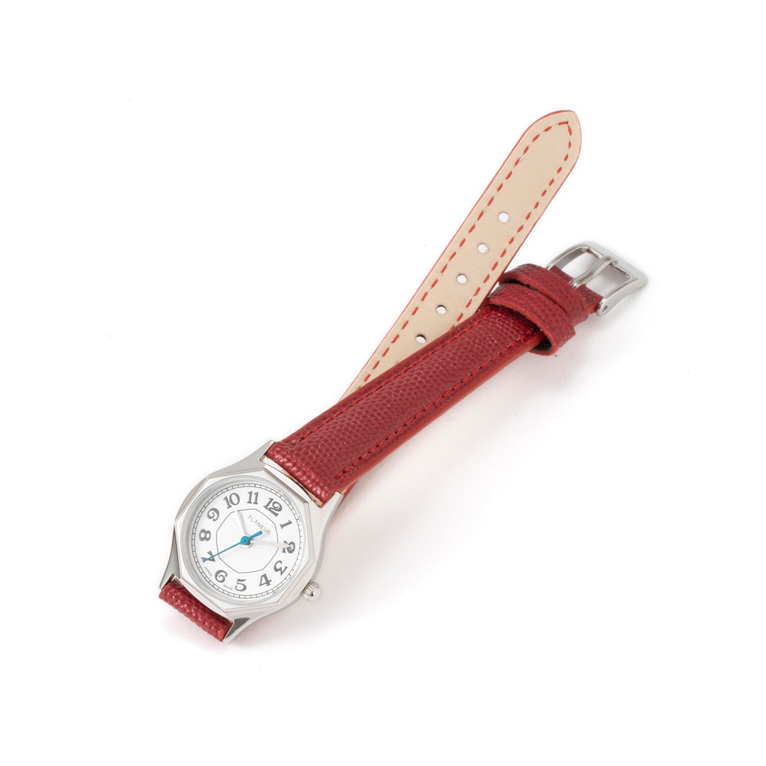 FLÂNEUR | フラヌール 八角形ウォッチ(アラビア文字盤) ケース:シルバー ベルト:レッド / One