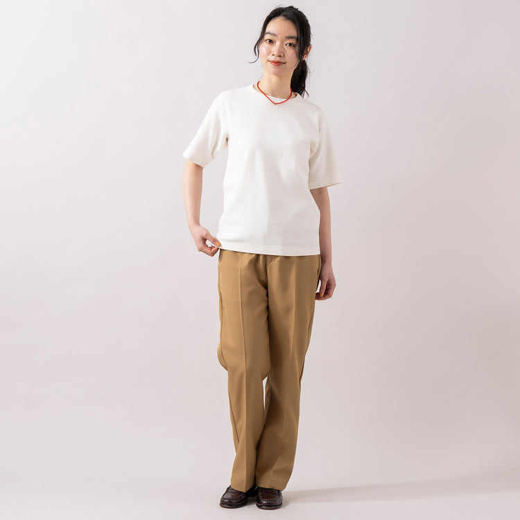モデル身長165cm,MANUAL ALPHABETのTWILL SEMI- EASY TROUSERS for Lala Begin|rapiécageのメタルトップケシビーズネックレス,https://market.e-begin.jp/products/mks_man0093u_lala|https://market.e-begin.jp/products/rdx_rpc0108u_lala