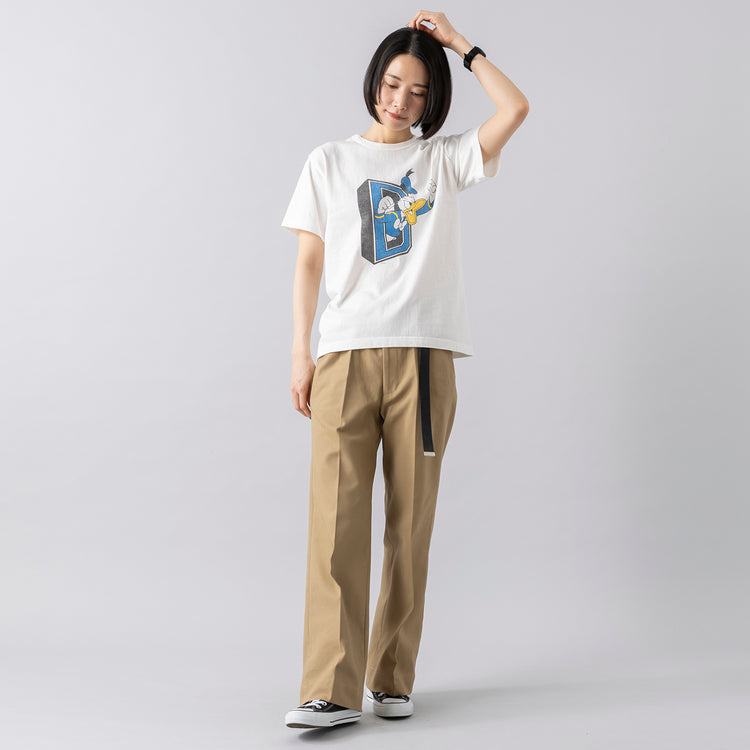 モデル身長165cm,Le Melangeのノータックトラウザーパンツ|esperantoのROLL BUCKLE BELT/25mm,https://market.e-begin.jp/products/inf_lem0961r_lala|https://market.e-begin.jp/products/esp_esp0655s_lala