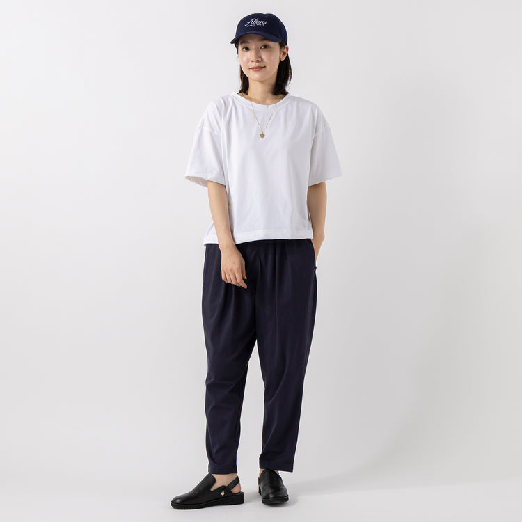 モデル身長163cm,TUTIE.の接触冷感天竺テーパードパンツ|SPACE SOUVENIRのWE ARE ALIENS CAP|rapiécageの後ろ姿もきれいなスライドチェーンコインネックレス,https://market.e-begin.jp/products/equ_tte0489u_lala|https://market.e-begin.jp/products/rid_ssv0479u_lala|https://market.e-begin.jp/products/rdx_rpc1183n_lala