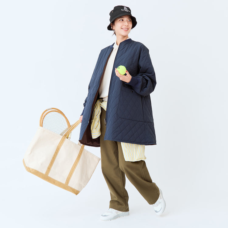 モデル身長167cm（BROWN/NAVY・キルト面）,seesetの両A面アウター|YonetomiのLIGHT WAVE COTTON KNIT P/L|caquのM45オールドチノ|KARHUのFusion2.0|PROGRESS RUNNING CLUBのロゴバケハ,https://market.e-begin.jp/products/tka_sst1213s_lala|https://market.e-begin.jp/products/yts_ynt0770s_lala|https://market.e-begin.jp/products/tan_caq0272p_lala|https://market.e-begin.jp/products/sed_kar0466p_lala|https://market.e-begin.jp/products/gra_pgr0401q_lala