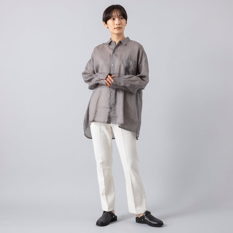 モデル身長163cm,Atelier Mont KemmelのCOTTON LINEN PANTS|GLENFIELDのシャークソールビジネスサンダル,https://market.e-begin.jp/products/sta_amk0008r_lala|https://market.e-begin.jp/products/jal_gfd0392q_lala