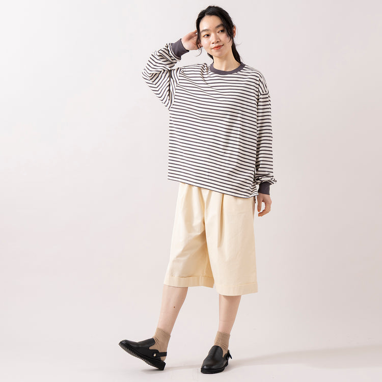 モデル身長165cm,HEAVENLYのCotton Twill Short Pants|GLENFIELDのシャークソールビジネスサンダル,https://market.e-begin.jp/products/dlt_hvr0160u_lala|https://market.e-begin.jp/products/jal_gfd0392q_lala