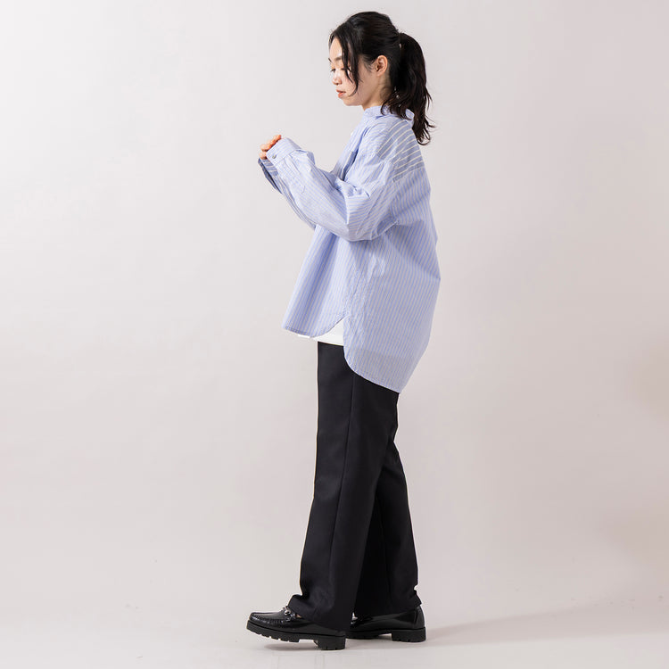 モデル身長165cm,MANUAL ALPHABETのTWILL SEMI- EASY TROUSERS for Lala Begin|Jalan Sriwijayaのネイビービットローファー VIBRAMソール,https://market.e-begin.jp/products/mks_man0093u_lala|https://market.e-begin.jp/products/gmt_srw1032p_lala