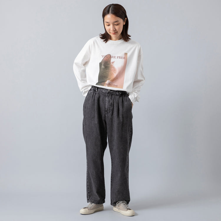 モデル身長163cm,ARCH&LINEのOG DENIM CREW PANTS|Moonstarのローバスケットヴィンテージグレー,https://market.e-begin.jp/products/ach_ach0228r_lala|https://market.e-begin.jp/products/mns_mns0286o_lala